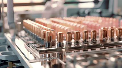 Cosmetics on the conveyor belt in the factory