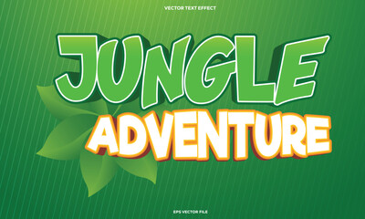 Jungle Adventure 3d text effect design template vector