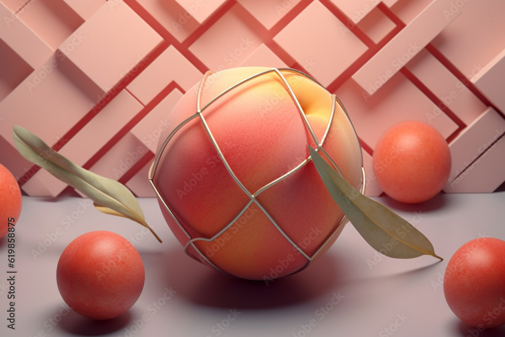 Aufkleber a pastel-colored geometric-style peach artwork with intricate geometric shapes and soft pastel hues,