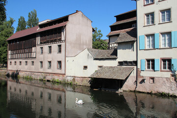 "petite france" district and river ill in strasbourg in alsace (france)