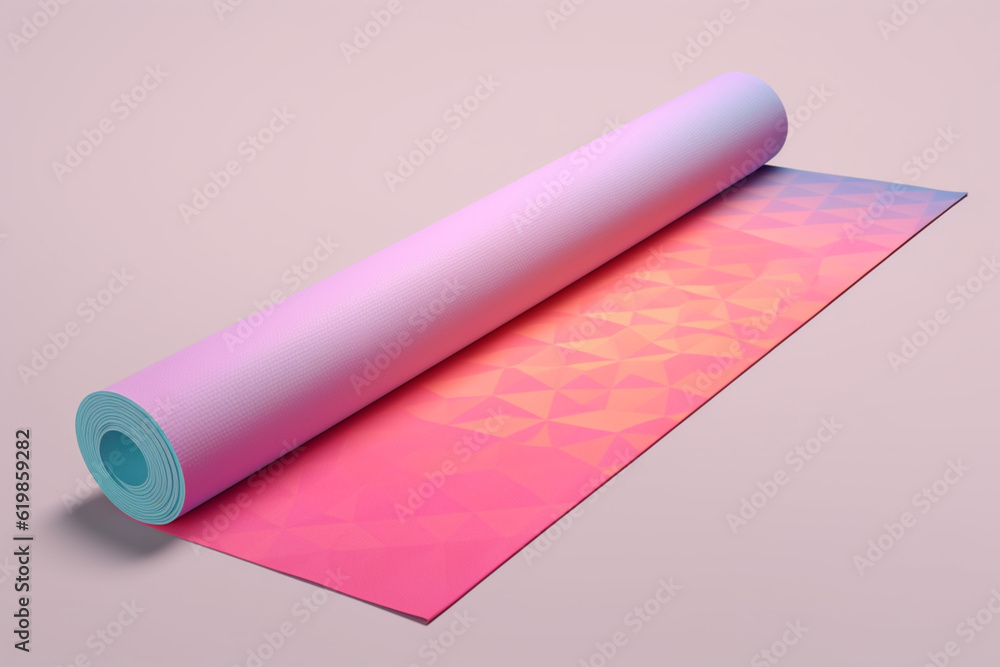 Poster a pastel-colored geometric-style yoga mat featuring geometric patterns and soothing pastel gradients