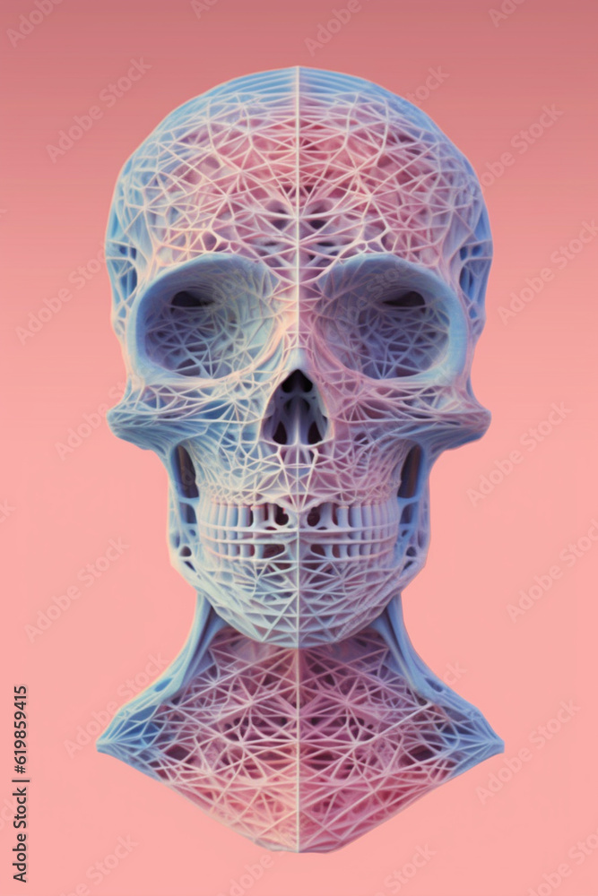 Leinwandbilder a pastel-colored geometric-style anatomical model tapestry with geometric patterns and soothing past