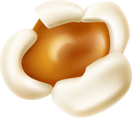 Cinema fast food. Realistic popcorn kernel. Delicious snack