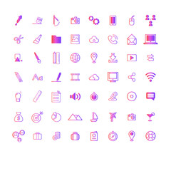 set of pink icons for web design