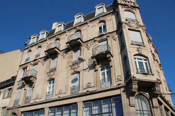 old flat building in strasbourg in alsace (france)