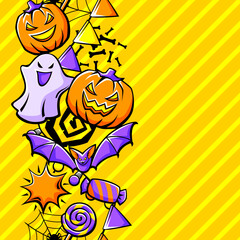 Happy Halloween pattern. Holiday background with celebration items.