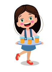 Illustration of a young boy holding a tray