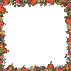 autumn elements frame. great gor thanksgiving invitation template or postcard. use this cozy fall leave,  sunflowers, maple, pumpkin and many more illustrations for  your beautiful design