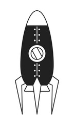 Rocket monochrome flat vector object. Editable black and white thin line icon on white background. Flying starship for space research. Simple cartoon clip art spot illustration for web graphic design