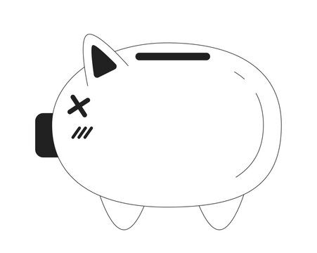 Piggy bank monochrome flat vector object. Editable black and white thin line icon on white background. Saving money. Simple cartoon clip art spot illustration for web graphic design