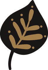 Decorative leaf with scandinavian ornament. Floral element