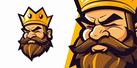 Royal Domination: Fat King with Crown Logo - Vector Graphic for E-Sport Gaming