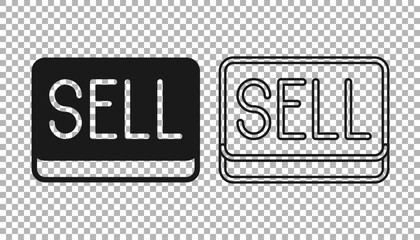 Black Sell button icon isolated on transparent background. Financial and stock investment market concept. Vector