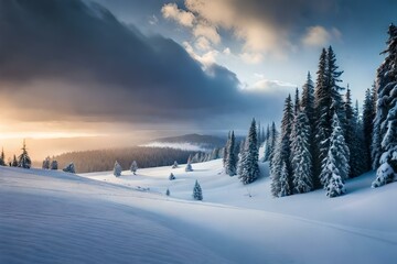 ski resort in the winter generated by AI technology 