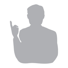 シニア男性シルエット　人差し指を出してポイントを解説するピクトグラム　グレー