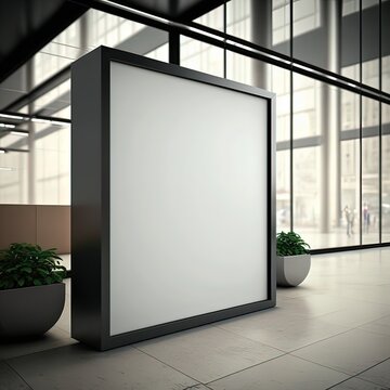 Empty advertising billboard frame on wall in office for mockup. Generative ai.
