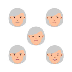 A set of elderly facial expression illustration