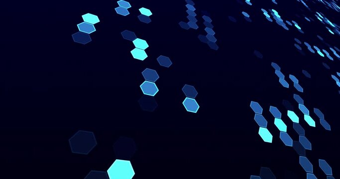 Regularly arranged hexagons are flowing while blinking. repeatable video.