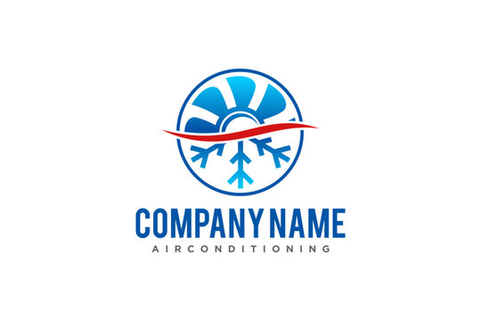 HVAC system logo design air conditioning ventilation  fan and snowflake icon symbol