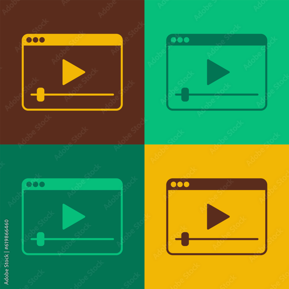 Canvas Prints Pop art Online play video icon isolated on color background. Film strip with play sign. Vector