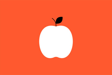 Vector apple illustration in flat design style, geometric fruit icon.