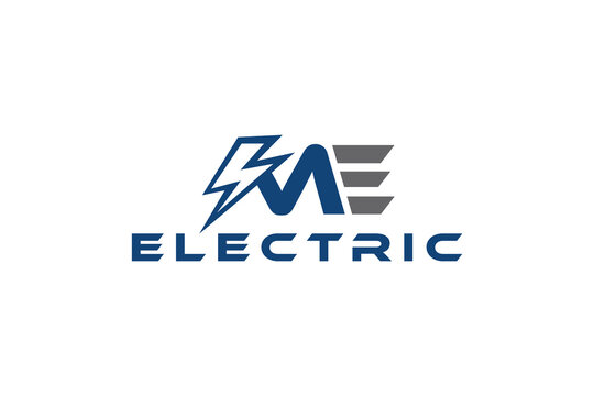 Electrical industry logo design ME initial company lightning icon symbol