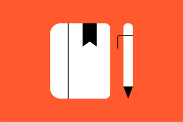 Vector notebook paper  illustration in flat design style, geometric icon.