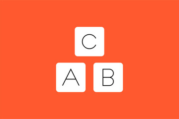 Vector alphabet letters illustration in flat design style, geometric abc icon.