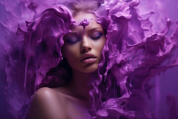 Obraz na płótnie Canvas Woman with the Purple expression, Generative AI