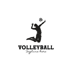 Fototapeta na wymiar Volleyball Sport Silhouette Logo Designs Template 