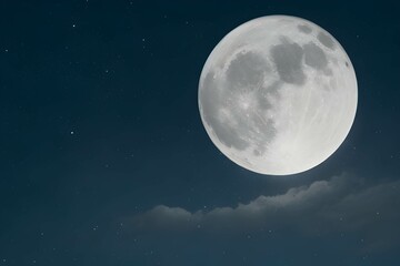 Naklejka na ściany i meble 夜の星空に登る大きな満月