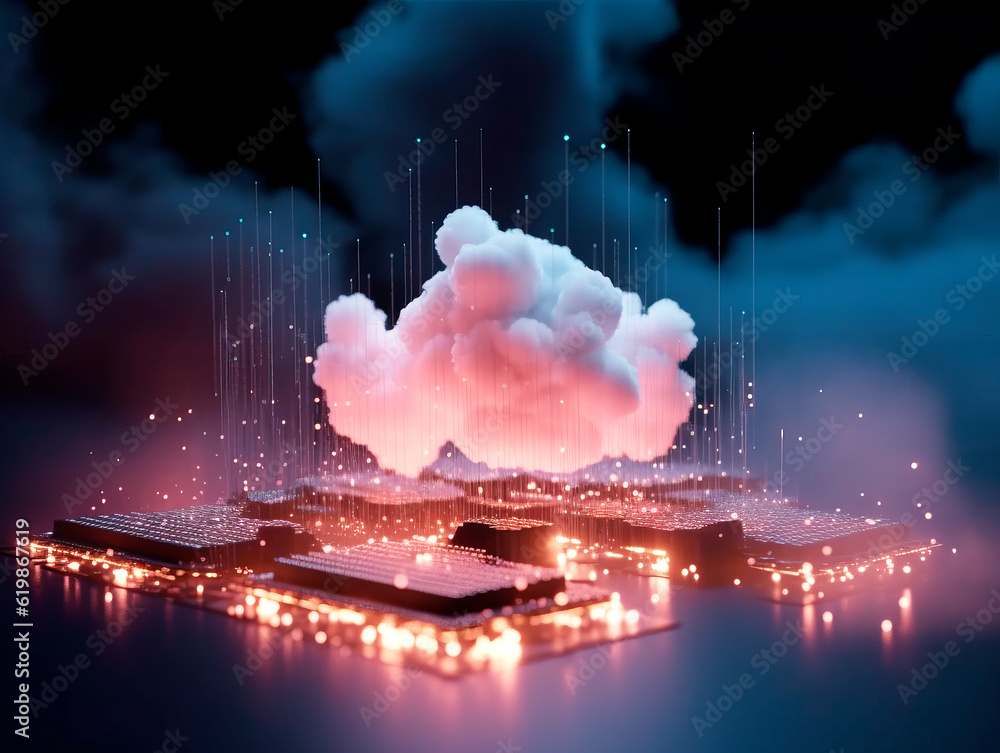 Poster Abstract cloud technology concept. Generative AI