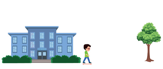 cute little boy measure length using foot step