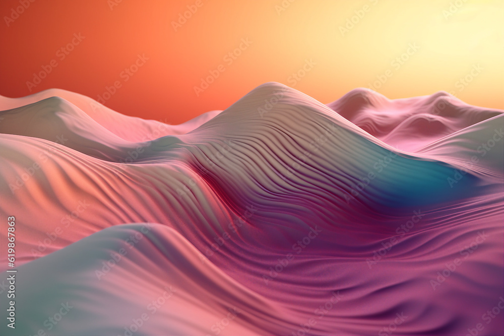 Poster mysterious collage template generated by ai of desert colorful landscape surface on outer space gala