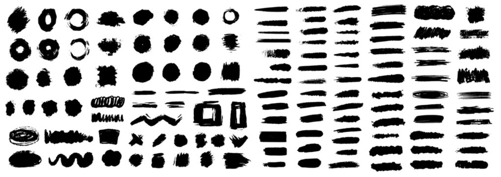 Inc splash, blots, smudge and brush strokes elements for design..