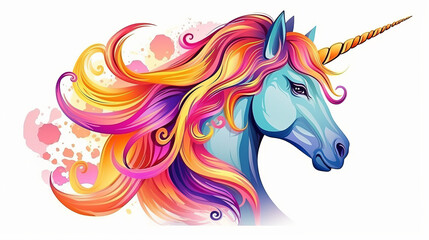Fototapeta na wymiar Unicorn colorful illustration isolated on white background