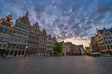 Antwerp Belgium, city skyline sunrise at Grote Markt (Large Market) Square