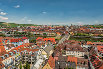 Fototapeta na wymiar Wurzburg Germany, city skyline at Alte Old Main Bridge and Main River the Town on Romantic Road of Germany