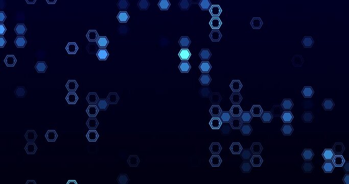 Regularly arranged hexagons are flowing while blinking. repeatable video.