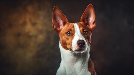 Photo basenji kongo terrier dog red basenji portrait.Generative AI