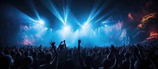 Nightclub light party dj festive music rave with crowd
