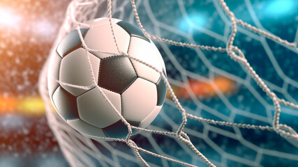 Soccer ball darts into the back of net with impressive velocity, Generative AI - obrazy, fototapety, plakaty