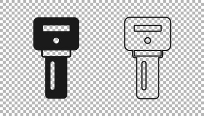 Black Car key with remote icon isolated on transparent background. Car key and alarm system. Vector
