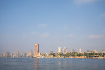 Fototapeta na wymiar Beautiful view of the buildings on the waterfront in Cairo, Egypt
