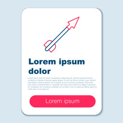 Line Medieval arrow icon isolated on grey background. Medieval weapon. Colorful outline concept. Vector