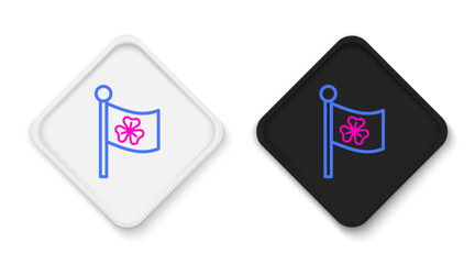 Line National Ireland flag with clover trefoil leaf icon isolated on white background. Happy Saint Patricks day. National Irish holiday. Colorful outline concept. Vector