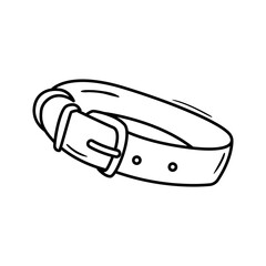 Hand drawn vector illustration of dog collar. Outline doodle drawing of pet accessory. Equipment for domestic animal training and walking. Black sketch icon