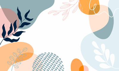 Design banner frame background .Colorful poster background vector illustration.Exotic plants, branches,art print for beauty, fashion and natural products,wellness, wedding and event.