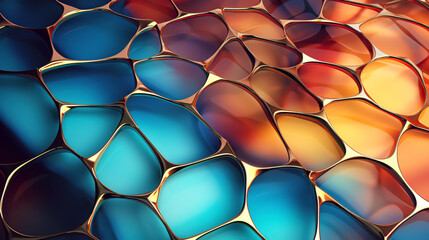 abstract illustration for the background. parts of the stained glass window under the golden grid