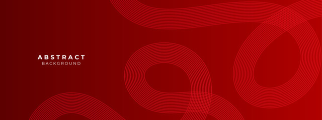 Abstract shiny geometric lines on red background. Glowing blue diagonal rounded lines pattern. Modern banner template design with space for your text. Vector illustration